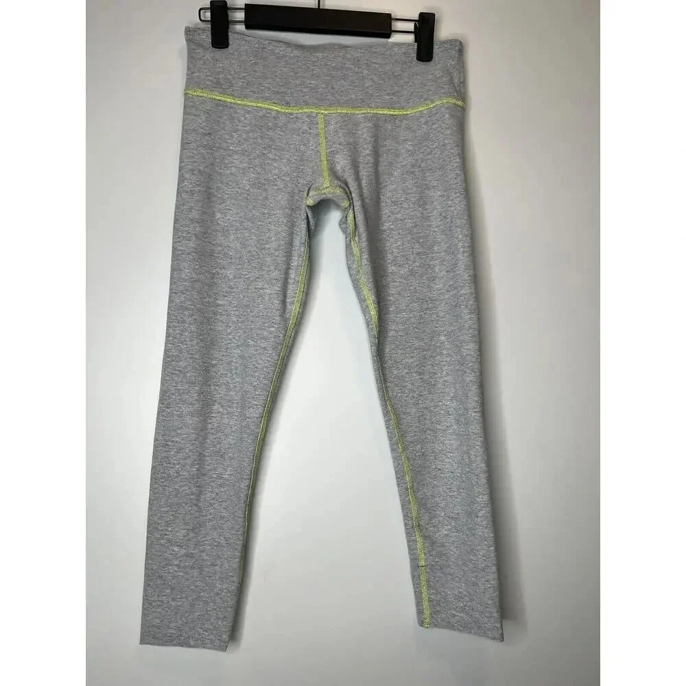 LULULEMON Gray Green Stitching Crop 23” Crop Leggings Grey Sz 8 Mid Rise Ankle
